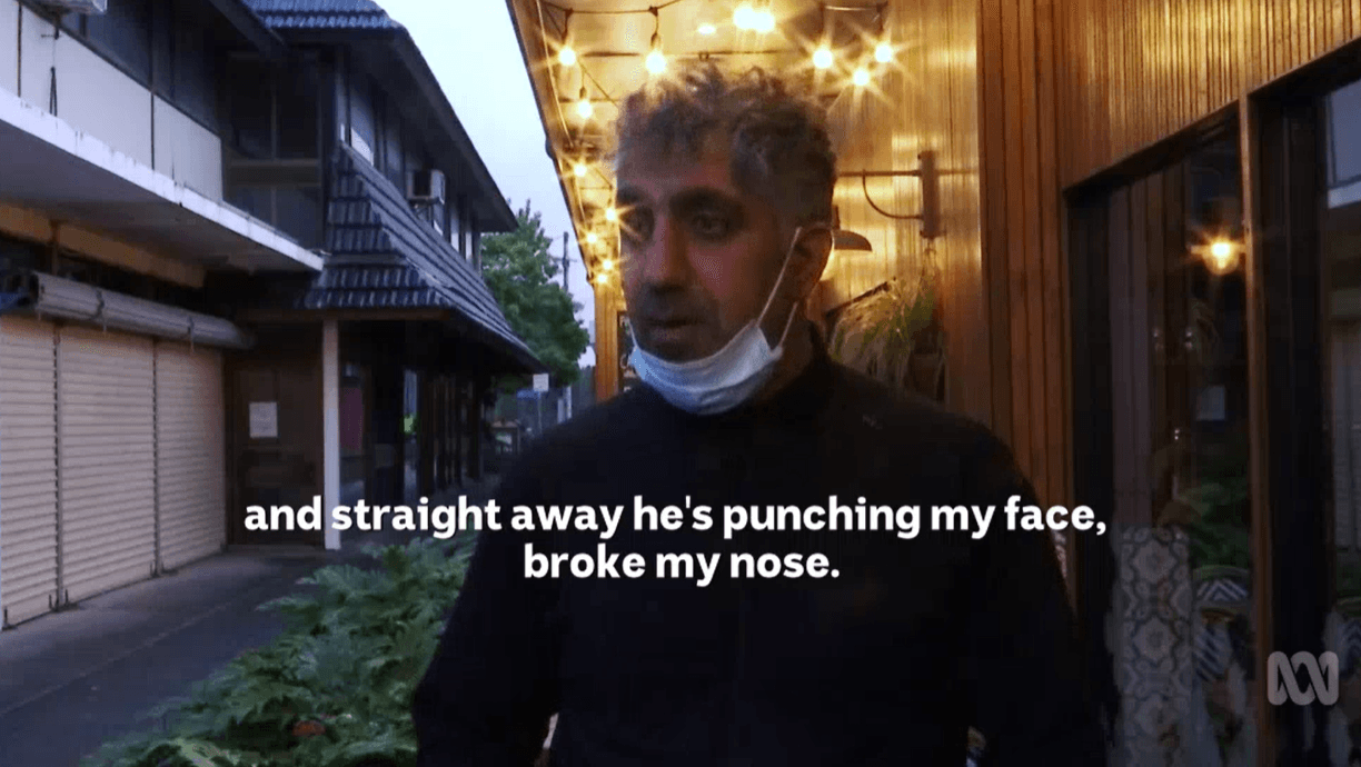  درگیری مصطفی جمالی مدیر رستوران بدلیل عدم توجه مشتری به قوانین کرونا در نیوساوت ولز استرالیا