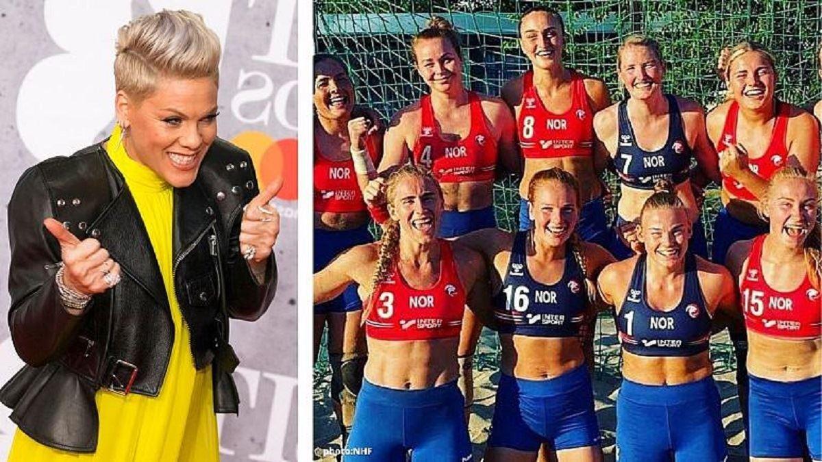 حمایت خوانند مشهور آمریکایی از پو‍‍شش تیم هندبال ساحلی زنان نروژ