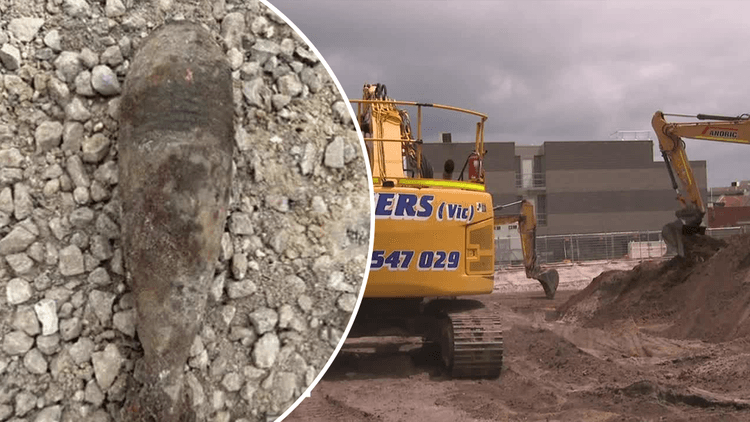 کشف بمب جنگ جهانی دوم در یک کارگاه ساختمانی در ملبورن