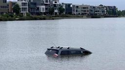 رویت یک خودروی در حال شنا در دریاچه کارولین اسپرینگز ویکتوریا