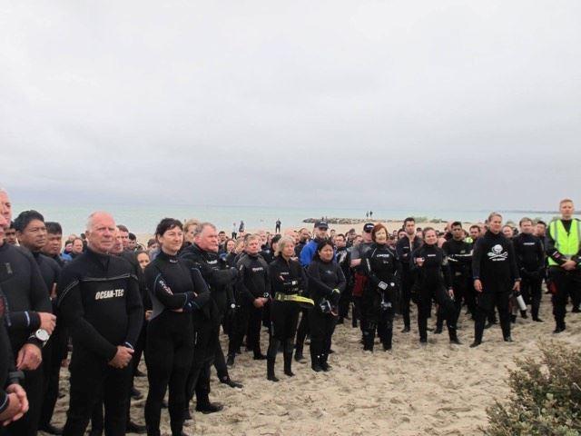 رکورد زنجیره انسانی غواصان در جهان  توسط غواصان ملبورن شکسته شد