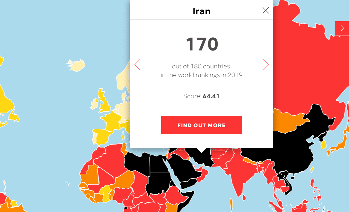 استرالیا رتبه 21 ، افغانستان رتبه 121 و ایران در قعر جدول "شاخص آزادی رسانه‌ها در جهان"2019