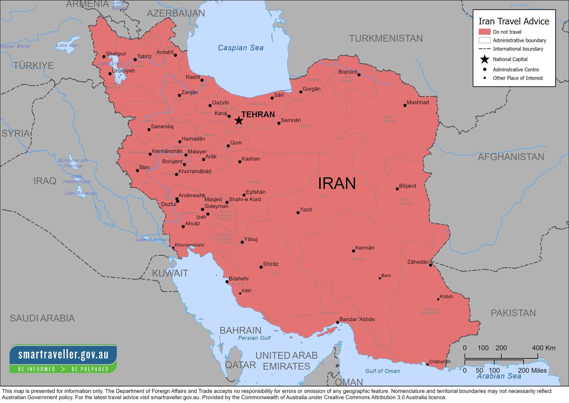 هشدار دولت استرالیا/ ما همچنان به شما توصیه می‌کنیم از سفر به ایران اجتناب کنید.