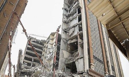 ریزش مجدد باقی مانده ساختمان متروپل در آبادان